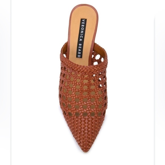 VERONICA BEARD Jacqlyn crocheted leather cone heel pointy toe mule size 37 - Picture 1 of 14